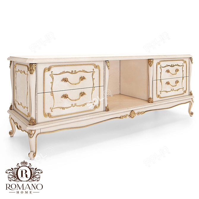 Title: Elegant Handcrafted Eleanor TV Cabinet 3D model image 1