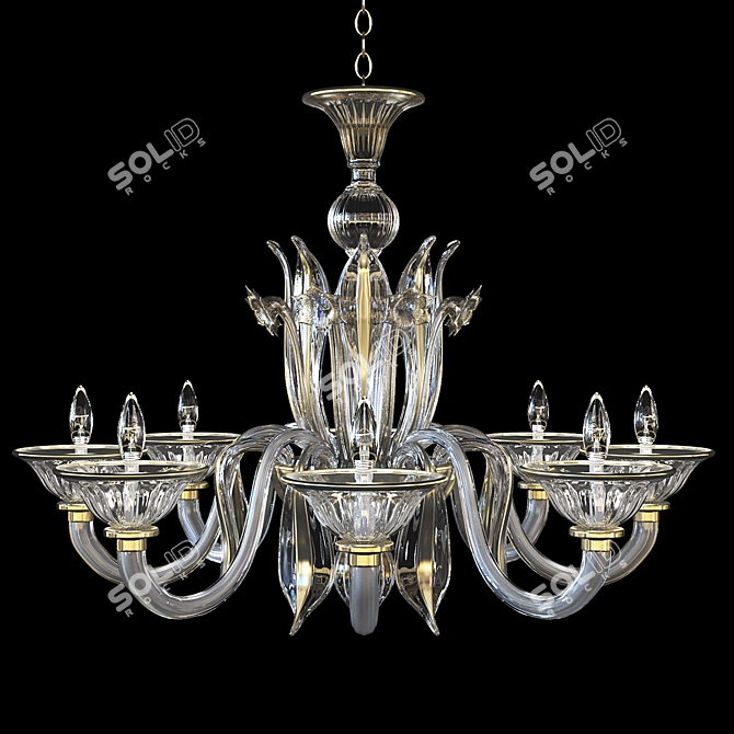 Elegant Alloro Murano Glass Chandelier 3D model image 1