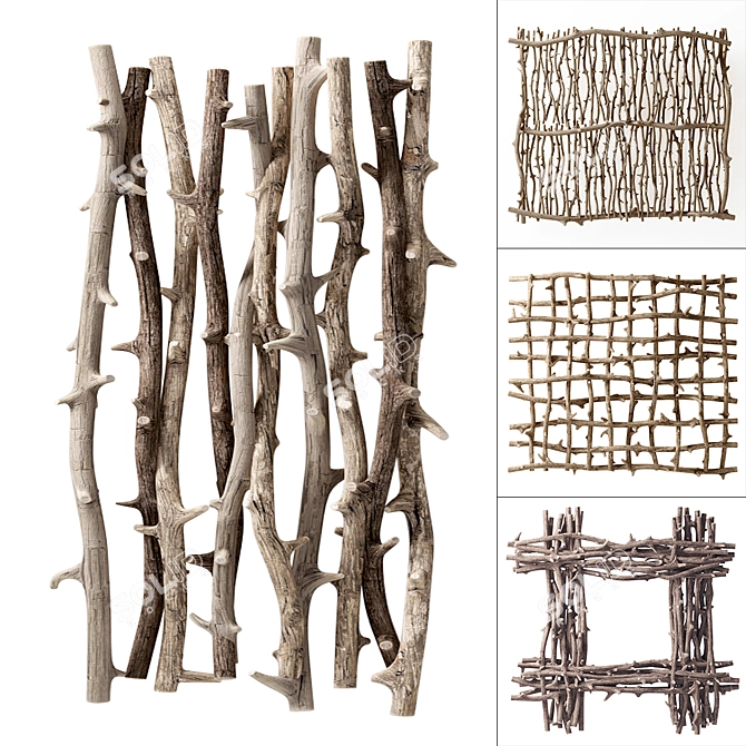 Nature-inspired Branch Decor Set 3D model image 1