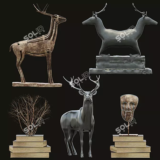 Elegant 8-Piece Decorative Set 3D model image 1