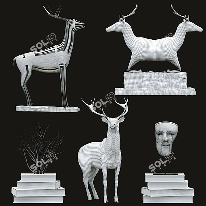 Elegant 8-Piece Decorative Set 3D model image 3