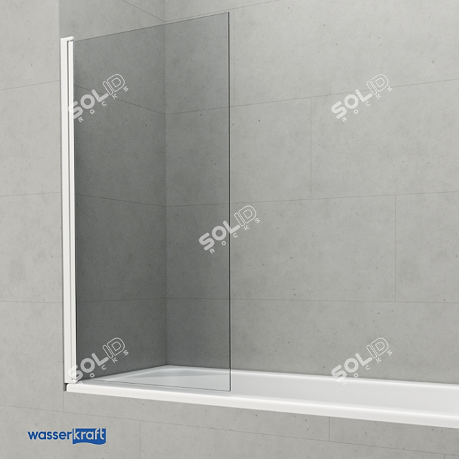 Modern Glass Bathtub Curtain 3D model image 1