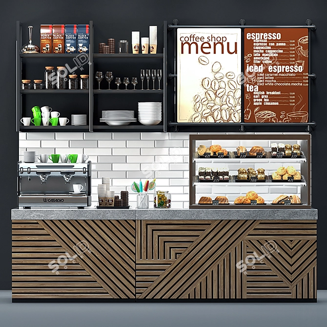 Title: 3D Coffee Shop Model Kit 3D model image 4