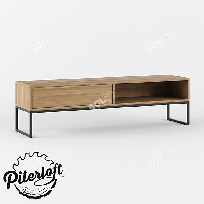 TV Stand Alias - Stylish Loft Design, Customizable Sizes 
Piterloft - Handcrafted from Solid Wood and Metal 3D model image 1