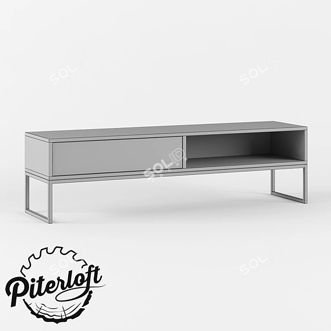 TV Stand Alias - Stylish Loft Design, Customizable Sizes 
Piterloft - Handcrafted from Solid Wood and Metal 3D model image 2