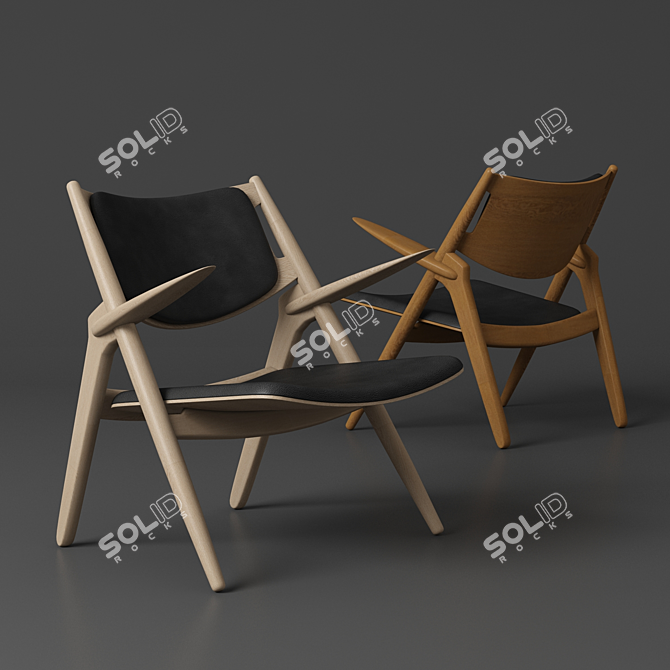 CH28 Sawhorse Easy Chair: Sleek and Stylish Seating 3D model image 1