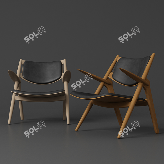 CH28 Sawhorse Easy Chair: Sleek and Stylish Seating 3D model image 2