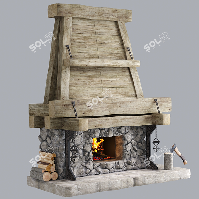 Ethnic Style Fireplace 3D model image 1