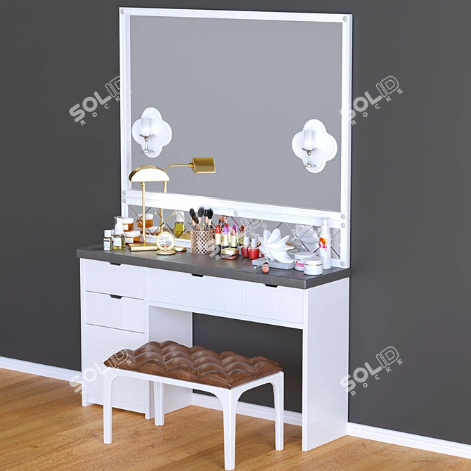 Glam Vanity Dressing Table 3D model image 1