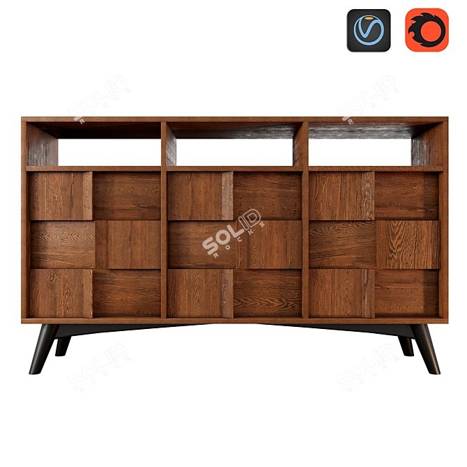 Modern Wooden Chest of Drawers 3D model image 1