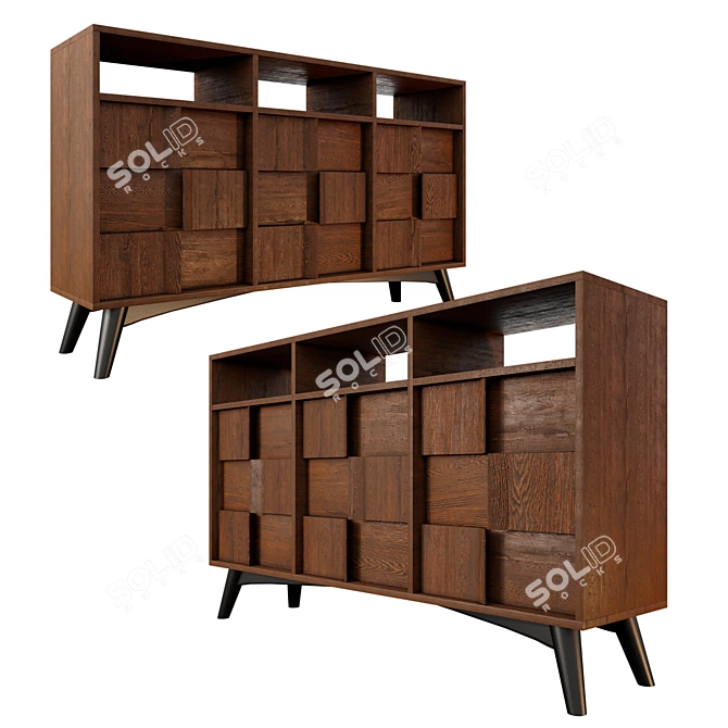 Modern Wooden Chest of Drawers 3D model image 2