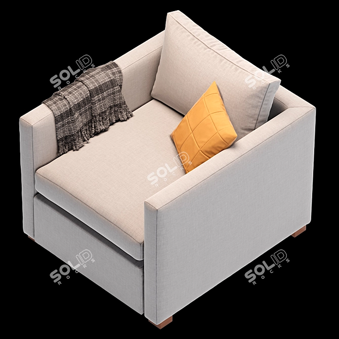 Belgian Classic Shelter Arm Armchair 3D model image 2