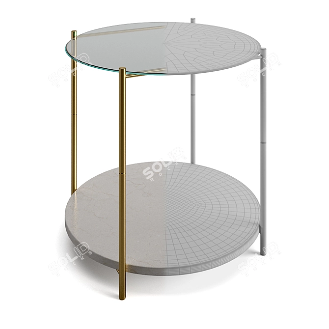 Modern Marble and Glass Table 3D model image 4