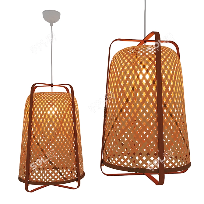 Eco-Friendly Bamboo Pendant Lamp 3D model image 2