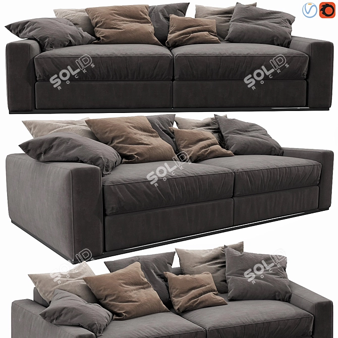 Sleek Flexform Beauty 2 Seater 3D model image 1
