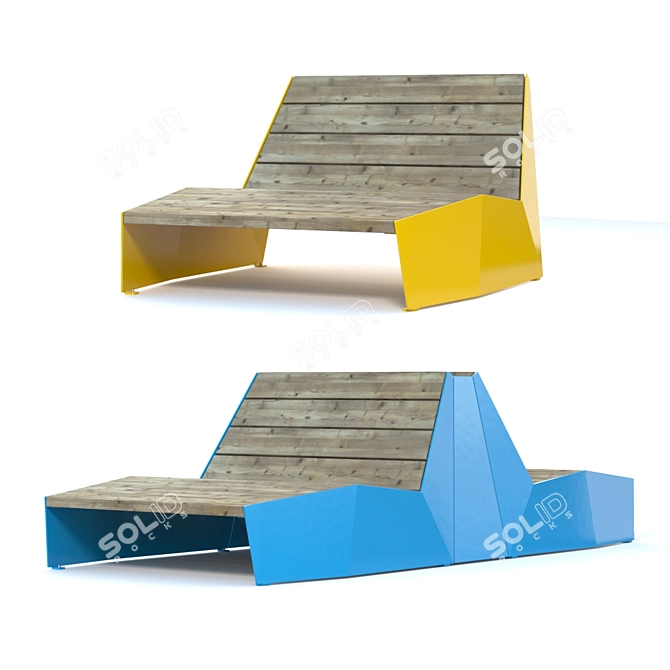 Nordic Sun Bench Set 3D model image 1