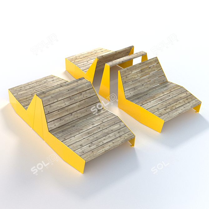 Nordic Sun Bench Set 3D model image 2