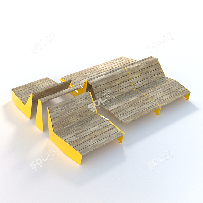 Nordic Chic Sun Bench Set 3D model image 2