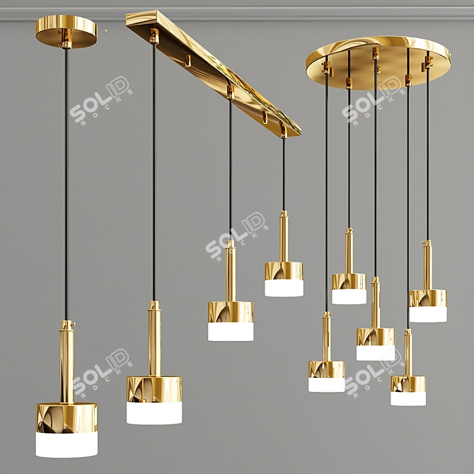 Elegant Brass Pendant Light 3D model image 1