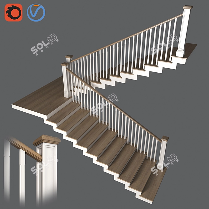 Sleek Staircase Design 3D model image 1