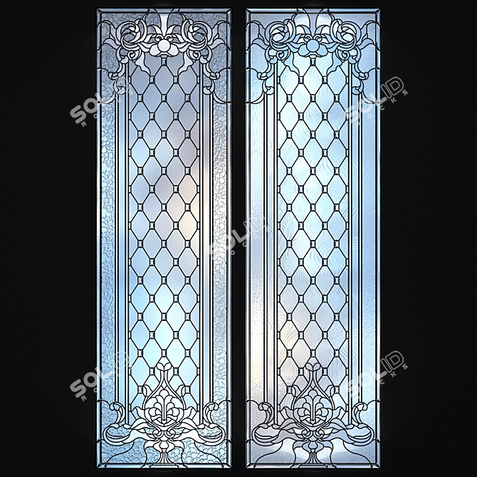 Elegant Stained Glass Window 3D model image 1