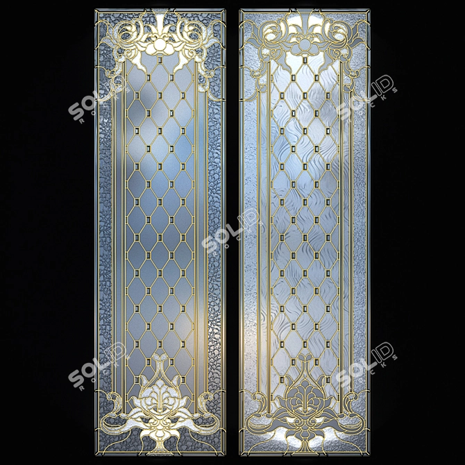 Elegant Stained Glass Window 3D model image 3