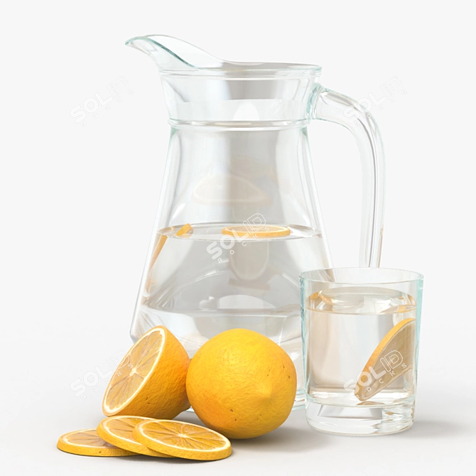 Refreshing Lemon Infused Water Jar 3D model image 2