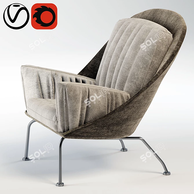 Cozy Brown Fabric Lounge Chair 3D model image 2