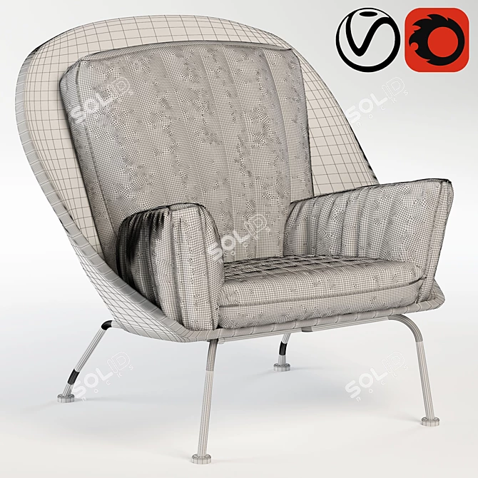 Cozy Brown Fabric Lounge Chair 3D model image 3
