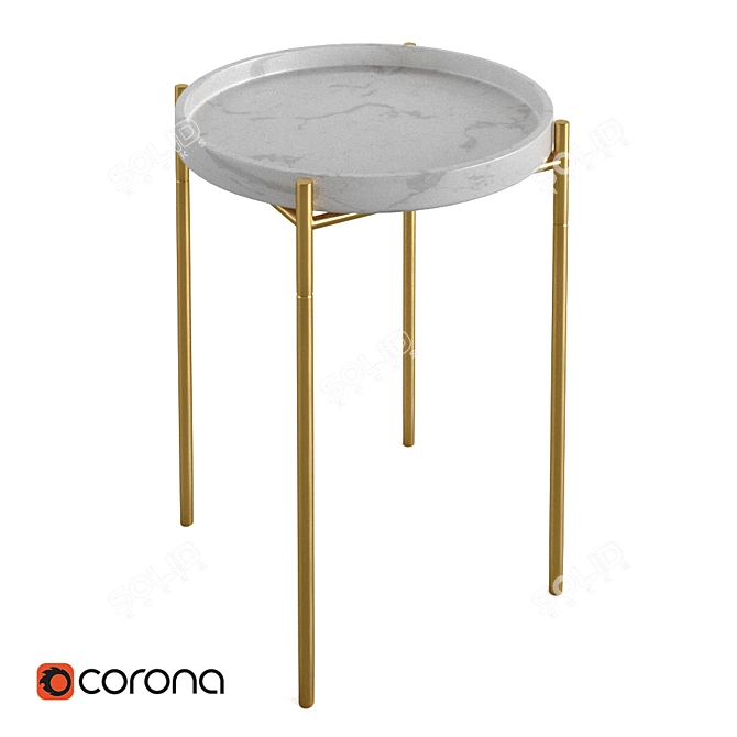 Elegant Grey Marble Table 3D model image 1