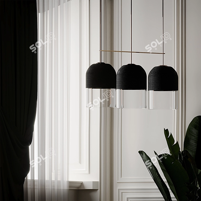 Articolo Indi Pendant Light: Contemporary Elegance in Black & Bronze 3D model image 4
