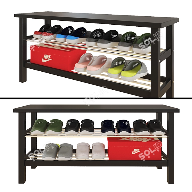 IKEA Tjusig Bench: Chic Shoe Storage Solution 3D model image 2