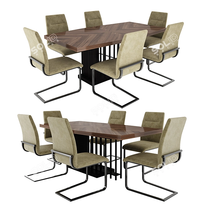 Olimpia Extendable Dining Table 3D model image 1