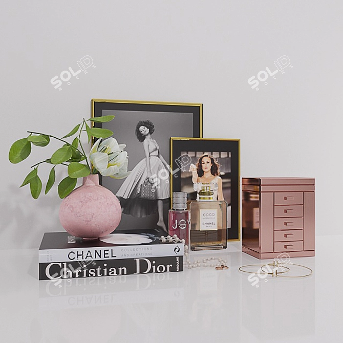 Luxury Beauty Decor Set | Chanel, Dior, Tiffany & Co. 3D model image 2