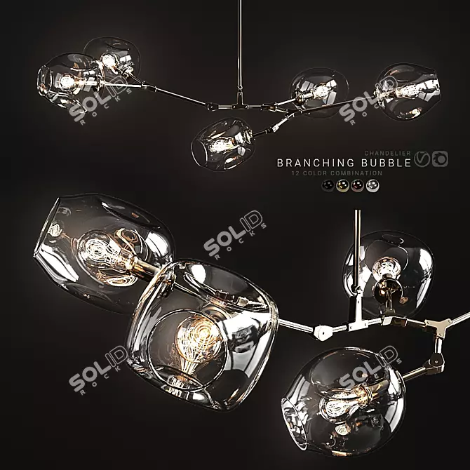 Branching Bubble Pendant Light - 5 Lamps 3D model image 1