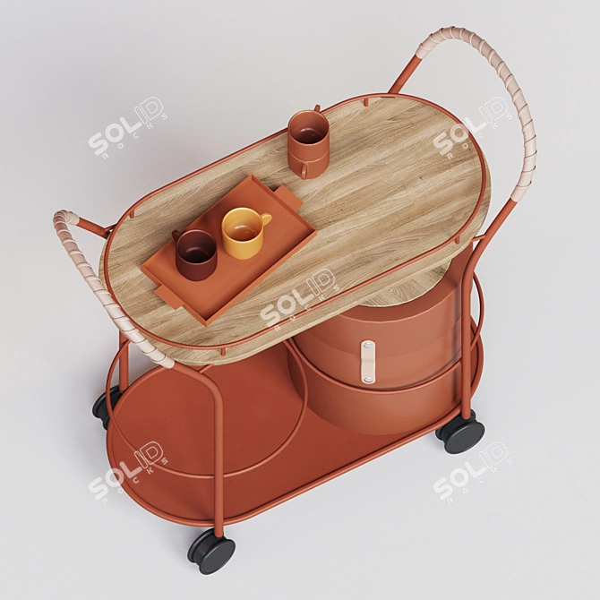 Modern Trolley Bistro Serving Cart 3D model image 2