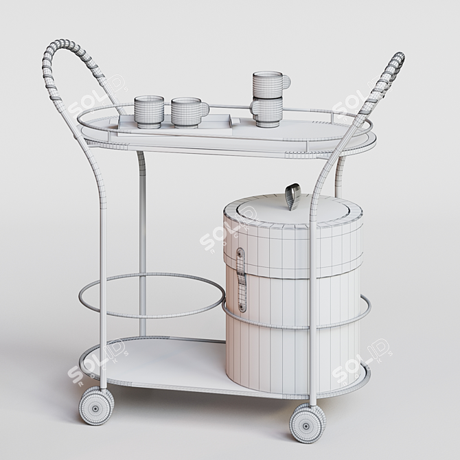 Modern Trolley Bistro Serving Cart 3D model image 3