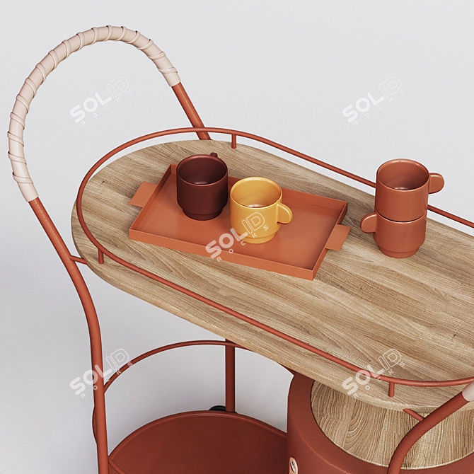 Modern Trolley Bistro Serving Cart 3D model image 5