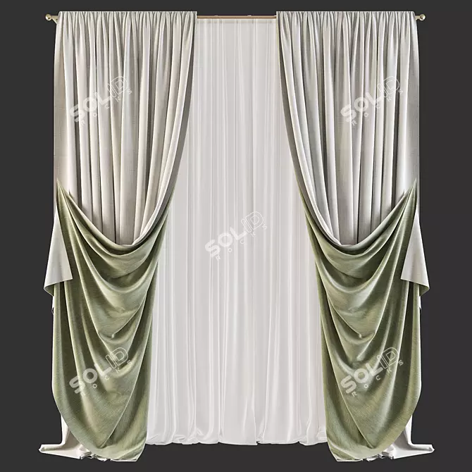 Refined Curtain Design 3D model image 1