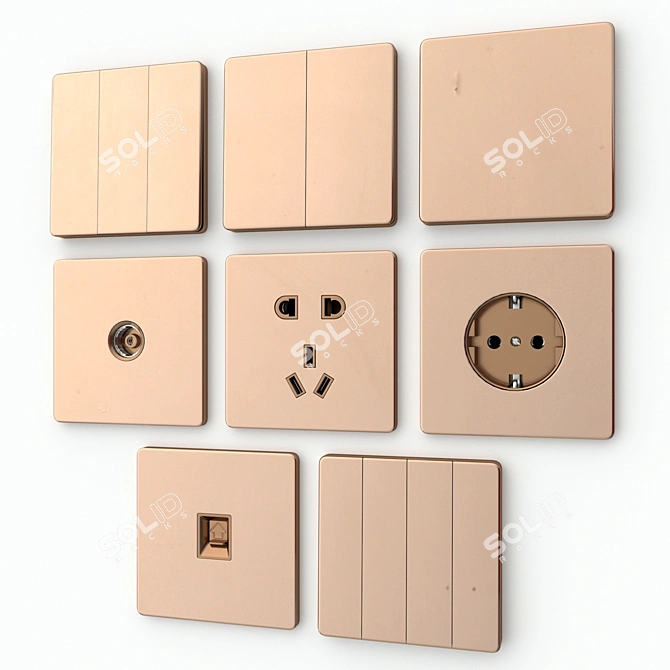 Elite Switches & Sockets Set 3D model image 1