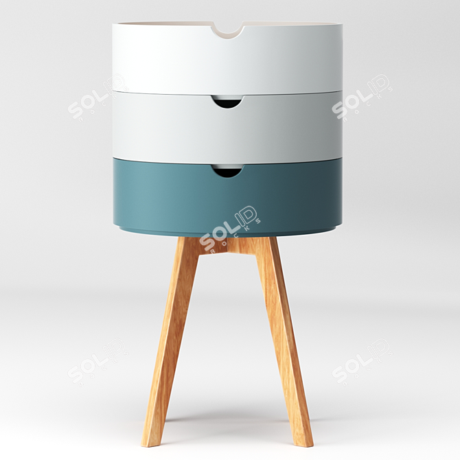 Sleek Stone Bedside Table 3D model image 1