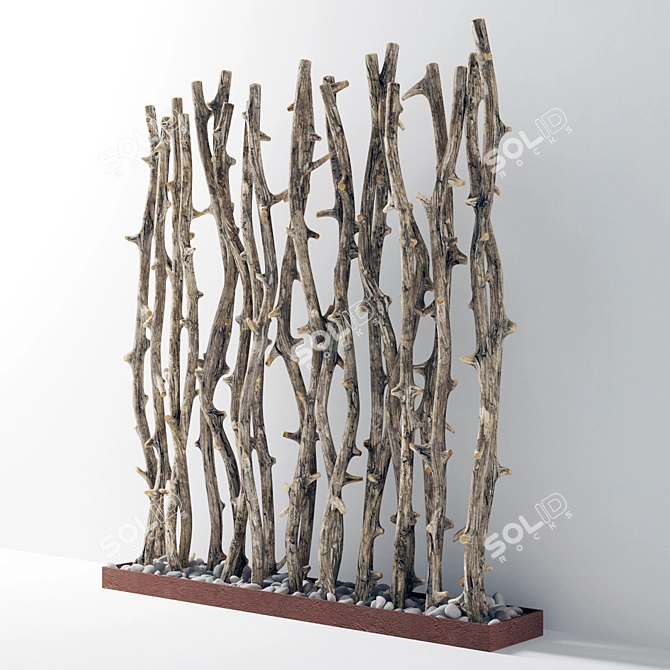 Ancient Tree Branch with Pebbles 3D model image 2
