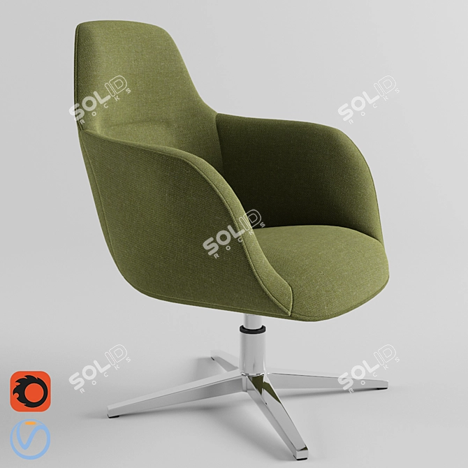 Elegant Fabric Lounger Chair 3D model image 1