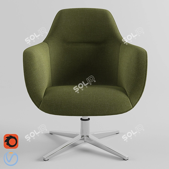 Elegant Fabric Lounger Chair 3D model image 2