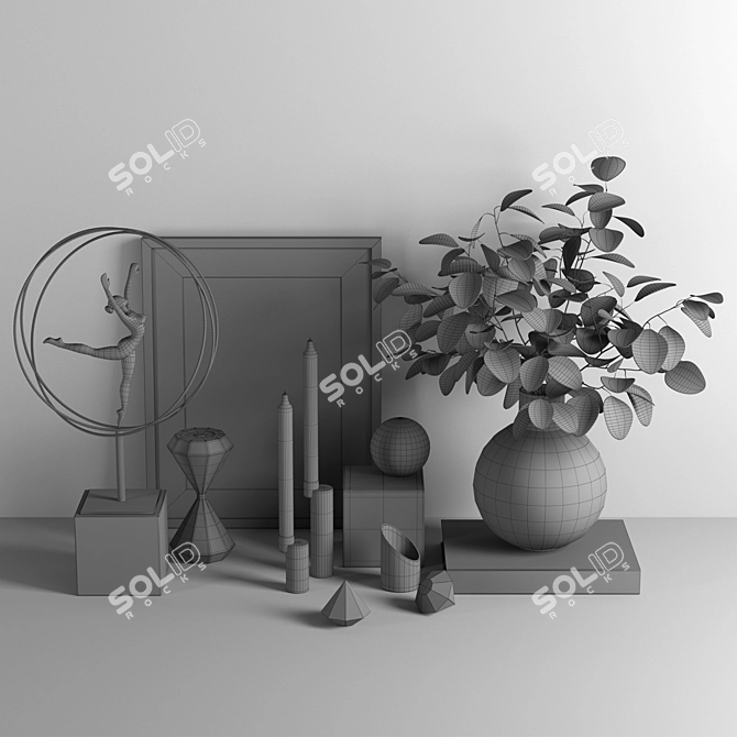 Creative 10-Piece Decor Set 3D model image 9