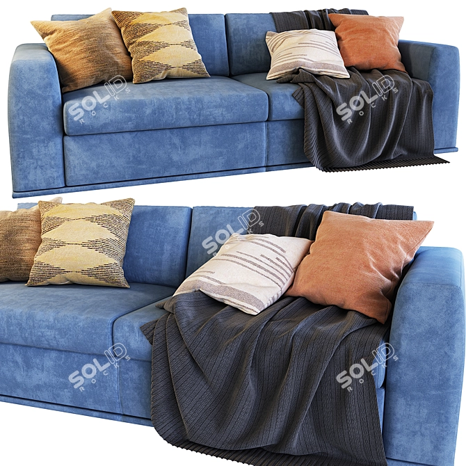 Andy Fabric 3-Seater Sofa 3D model image 1