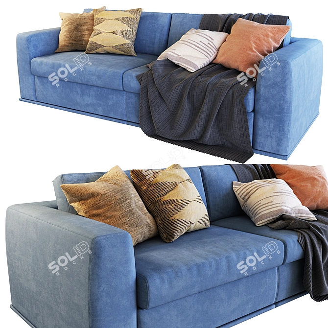 Andy Fabric 3-Seater Sofa 3D model image 2