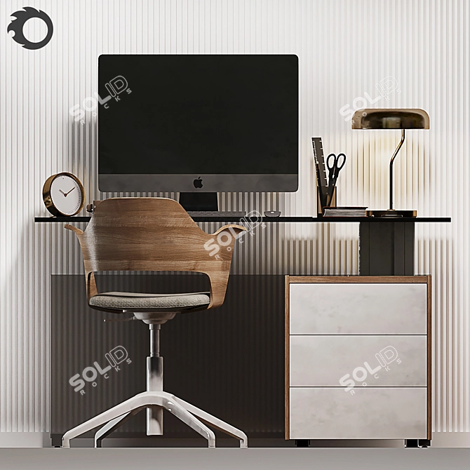 Modern Workplace: Bene Table & IKEA Chair 3D model image 4