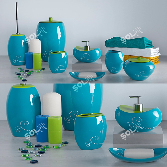 Title: Luxury Bathroom Set - Stylish Bath Accessories 3D model image 1