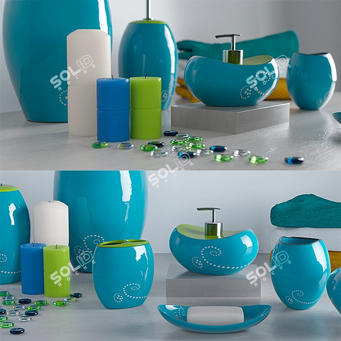 Title: Luxury Bathroom Set - Stylish Bath Accessories 3D model image 2